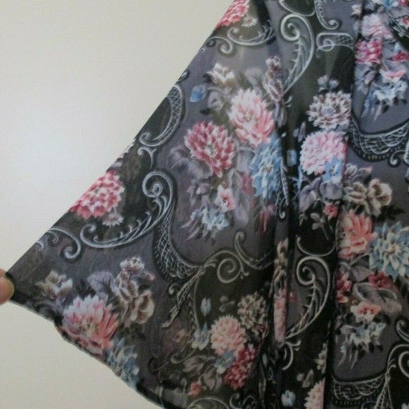 Cecico Romantic Floral Chiffon Kimono Top sz M NWT Ballet Wrap - Picture 7 of 11